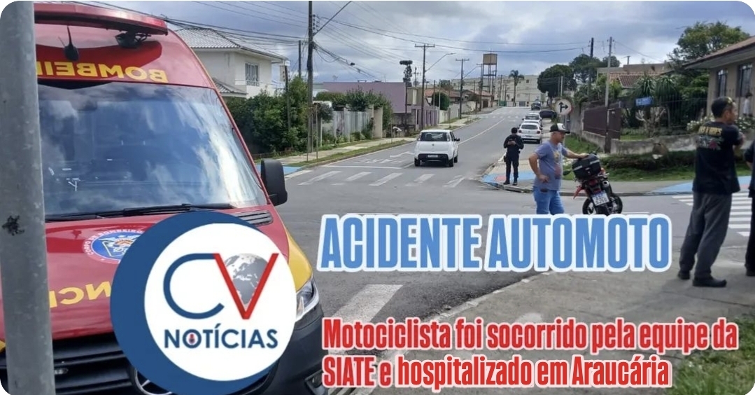 ​Homem fica ferido em colisão entre carro e moto no bairro São Francisco, em Campo Largo