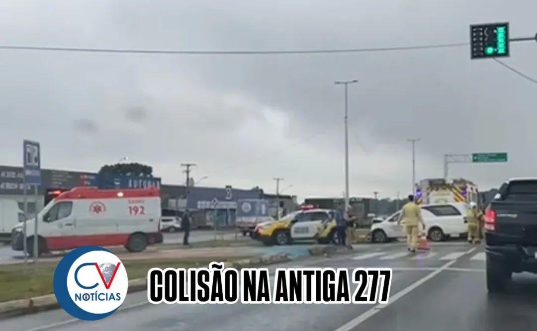 ​Mulher fica ferida em colisão com carro funerário em Campo Largo