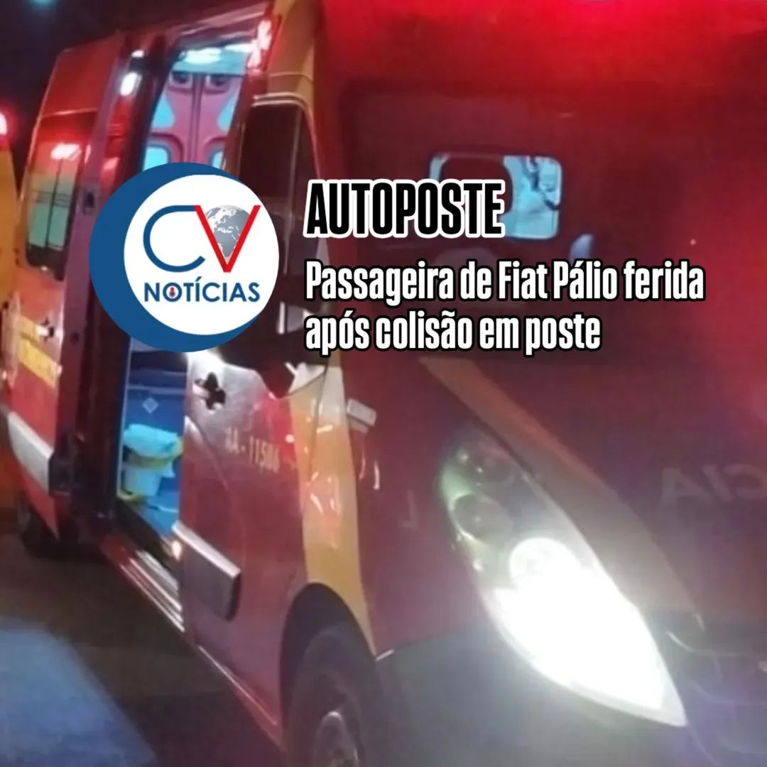 ​Jovem fica ferida após colisão de carro contra poste no bairro Ouro Verde, em Campo Largo